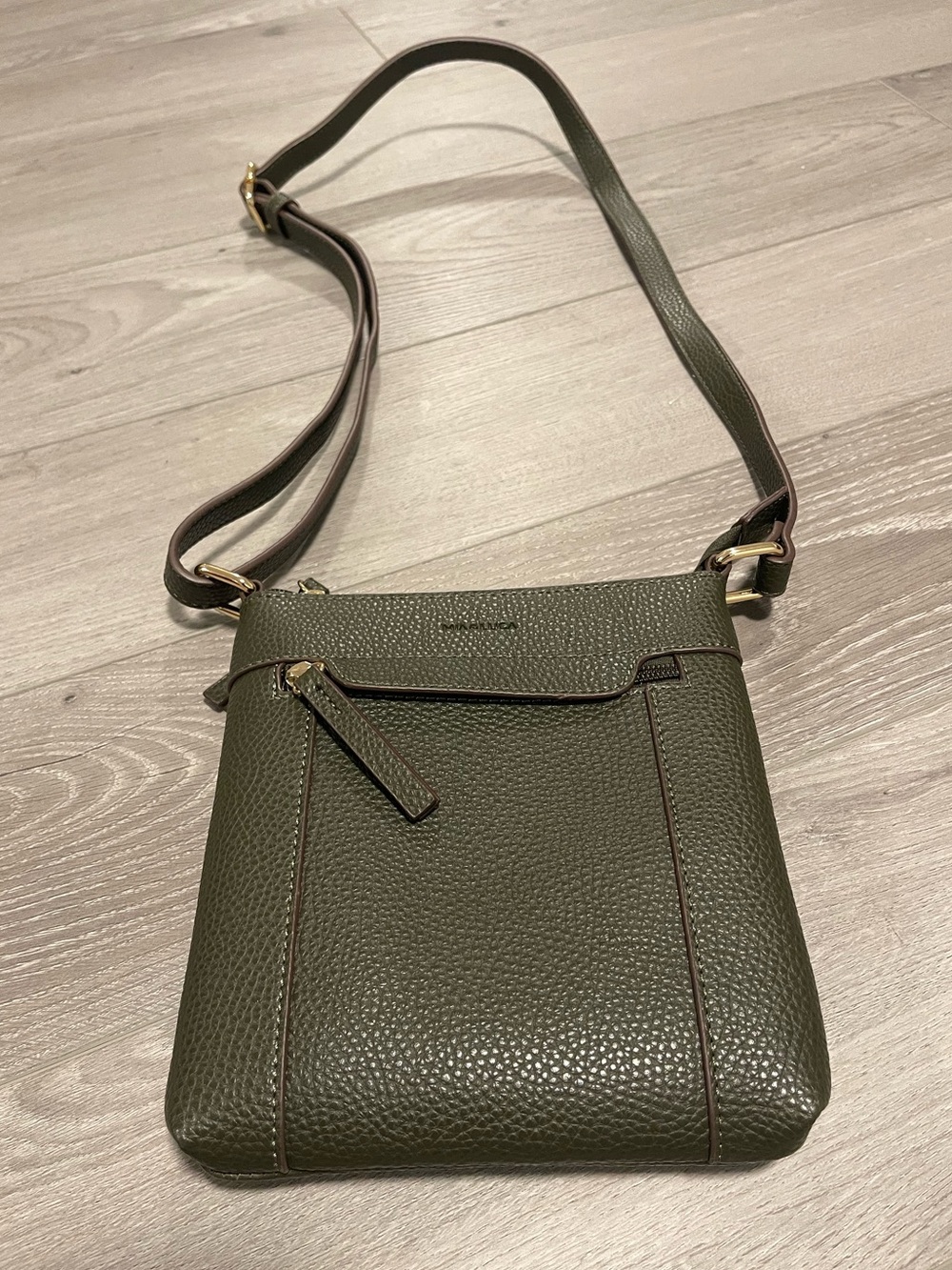 Mia and Luca crossbody purse in Deep Dark Green Pebbled Vegan djustable Straps